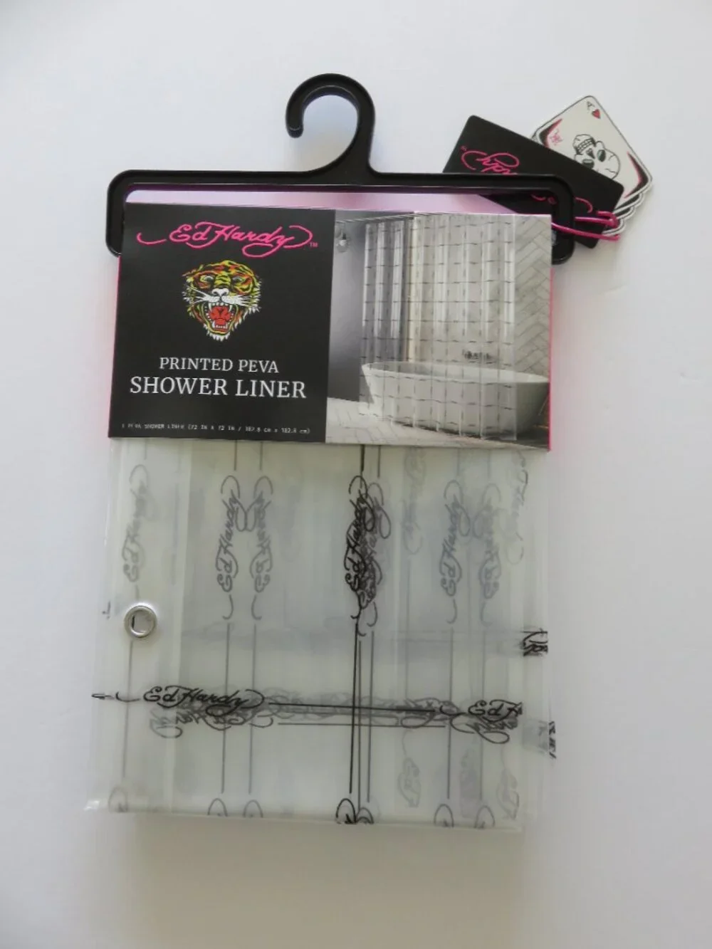 (#143) Ed Hardy Shower Curtain Liner 72x72 Logo Printed PEVA